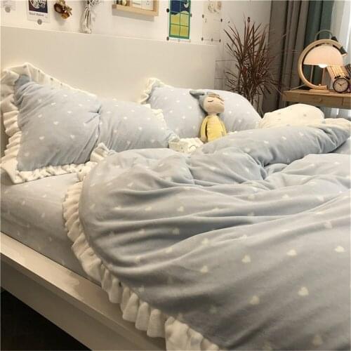 Velvet Bedding Sets Winter Thick Fleece Duvet Cover Set Bed Linens Quilt Cover Sheet Pillowcases Children Bedroom Set