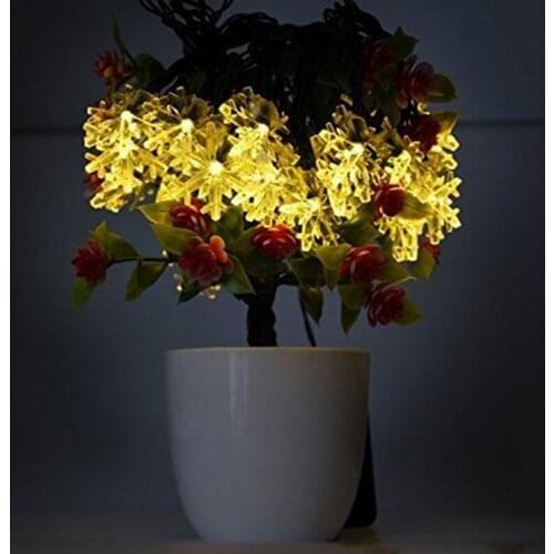 20 LED Snowflake Solar Light String Twinkle Solar Battery Powered Christmas Lamp Holiday Light String Garden Snow Light String