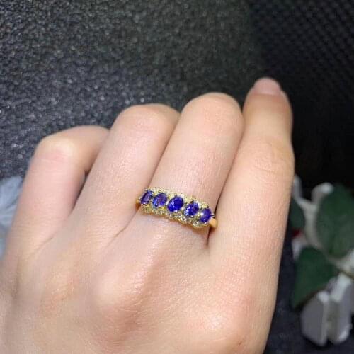 Handworked Natural And Real Blue Sapphire Ring For Women 925 Sterling Silver Fine Jewerly Wedding Party ring