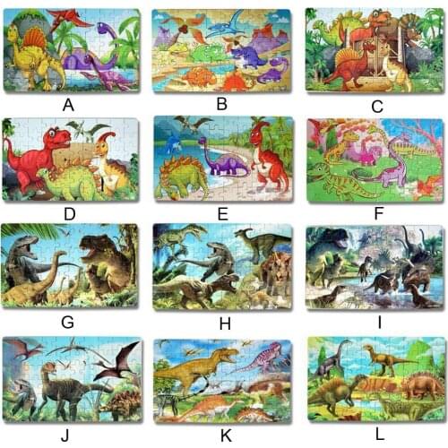 Games And Puzzles Christmas Present Dinosaur Wooden 60 Pieces Puzzles Kids 3 Years+Dino Parent-child Interactive Toys Boy