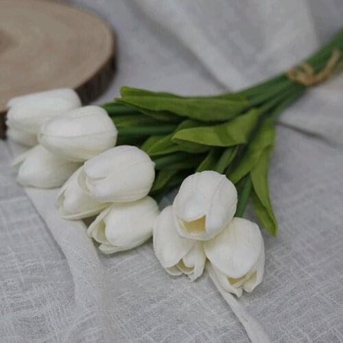 10pcs Artificial Tulip Flowers Long Stem Bouquet Real Touch Simulation Flowers For Home Room Party Wedding Decoration