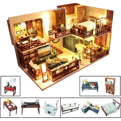 Cutebee DIY DollHouse Wooden Doll Houses Miniature Dollhouse Furniture Kit Toys for Children New Year Christmas Gift Casa M025