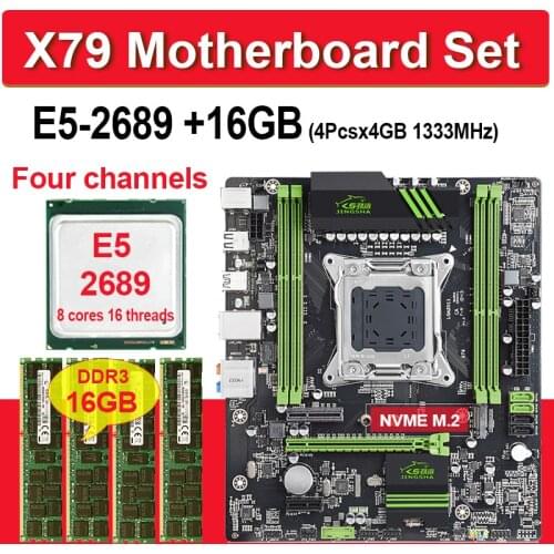 X79 motherboard set with Xeon E5 2689 CPU 4pcs x 4GB = 16GB 1333MHz DDR3 ECC REG memory ATX USB3.0 SATA3 NVME M.2 SSD slot