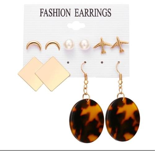 HONONJO Fashion Party Earrings Sets For Women Office Lady Acrylic Metal Sheet Pearl Hanging 2021Trend Female Modern Jewelry Gift