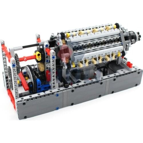 New Moc High-tech Mechanical V42 Engine Cylinder Engine Model Building Blocks Bulk Parts Bricks Compatible with PF Set DIY Toys