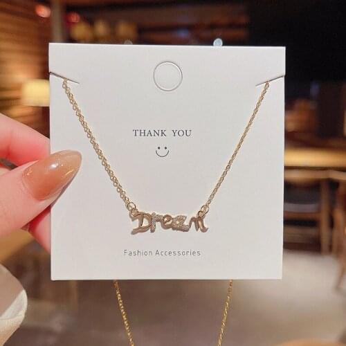 Originality DREAM Stainless Steel Pendant Necklace Fashion Cubic Zirconia Statement Titanium Necklace Women Emo Jewelry Gifts