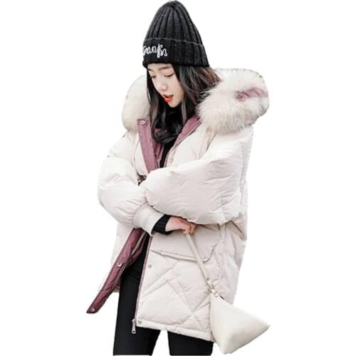 New Coats Womens Winter Loose Long Cotton-padded Jacket Reversible Outerwear Pocket Hooded Coat Pullover Female Clothes Hot