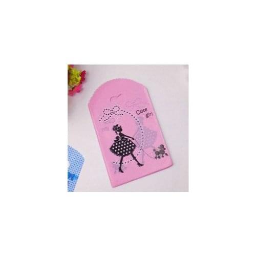 50pcs Girl Print Pink Plastic Bag 13x21cm Small Jewelry Boutique Candy Gift Packaging Bag Cute Plastic Gift Bags With Handle