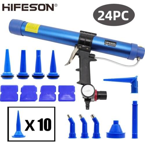 HIFESON Pneumatic Sealing Gun 400/600ml Air Gun Valve Silicone Sausage Caulking Tool Caulking Nozzle Glass Rubber Grouting Tool