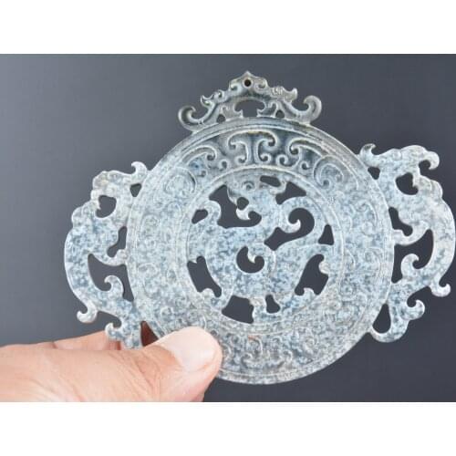 Rare Old QingDynasty HeTian Jade BI,Dragon,hand carving crafts,best collection&adornment,free shipping