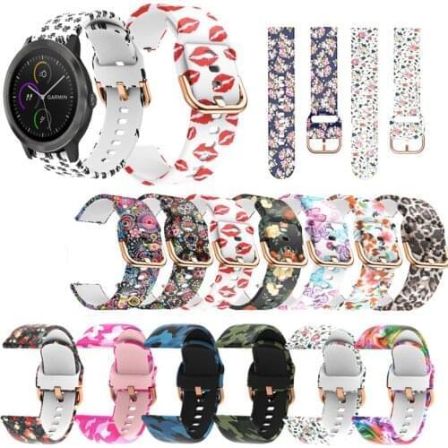 20mm Printing Silicone Watchband for Garmin Vivoactive 3 Music for Vivomove HR Forerunner 645 645M 245 245M Camo Soft Band Strap