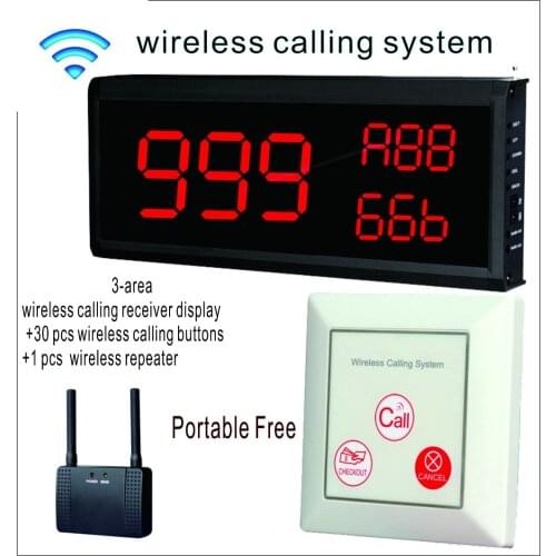 Long Distance Repeater +30 Portable Free Caller +Number Receiver Wireless paging System for Restaurant Cafe Shop Hospital