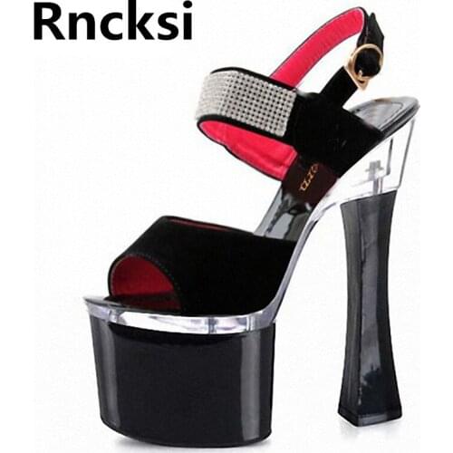 Rncksi Girls /Womens Summer Sexy Wedding Party Square Heels Shoes Women Sandals Patform 18cm High Heels Pole Dance Sandals