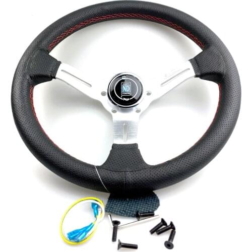 13" (330mm) ND Steering Wheel Leather red line Steering Wheel light deep Racing Steering Wheel Aluminum shelf
