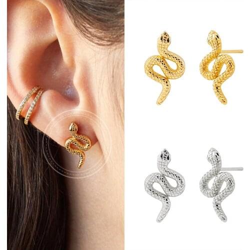 925 Sterling Silver Ear Needle Animal Snake Shaped Stud Earrings European American Style Fashion Jewelry For Women Birthday Gift