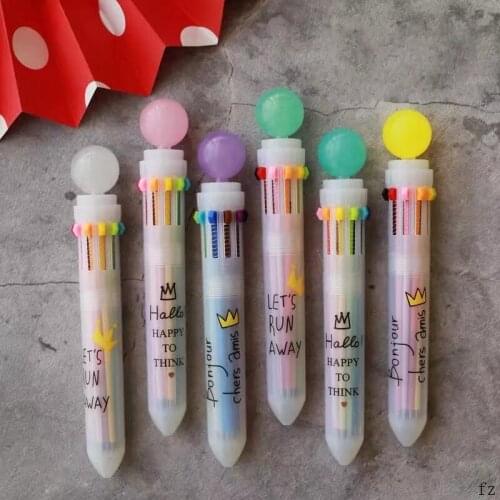 100 Pcs Ballpoint Pens 10 Colors 0.5mm Ball Pen Book Marker Office School Supplies