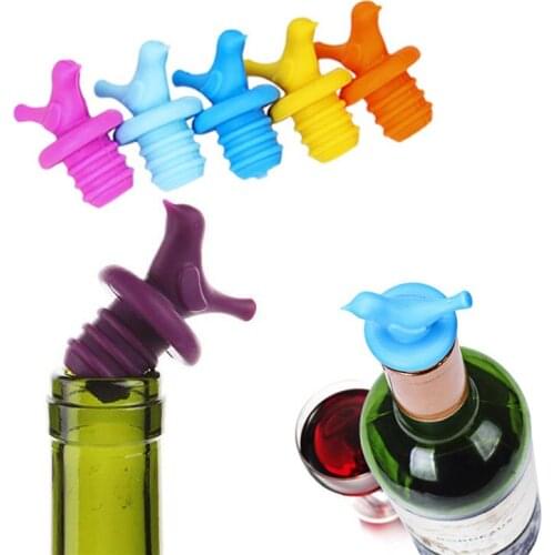 Silicone Wine Bottle Stopper Family Bar Preservation Tools Creative Bird Design Bottle Caps For Beer Beverage Champagne Closure