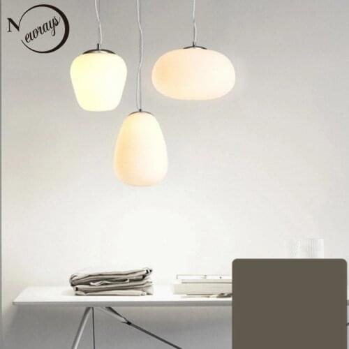 Nordic simlpe milky white pendant lights E27 glass single head lamp for living room dining bedroom bedside restaurant cafe bar