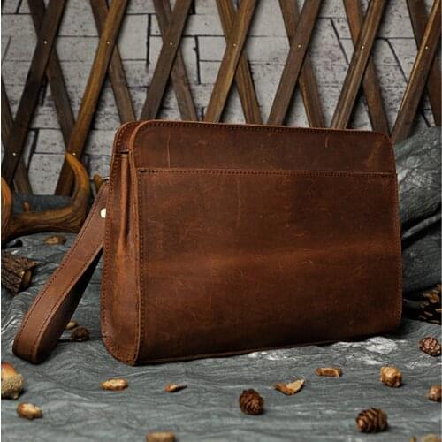 Men Vintage Business Cross Body Bag Crazy Horse Cowhide Clutch bag Messenger Briefcase famous brand Shoulder Bags
