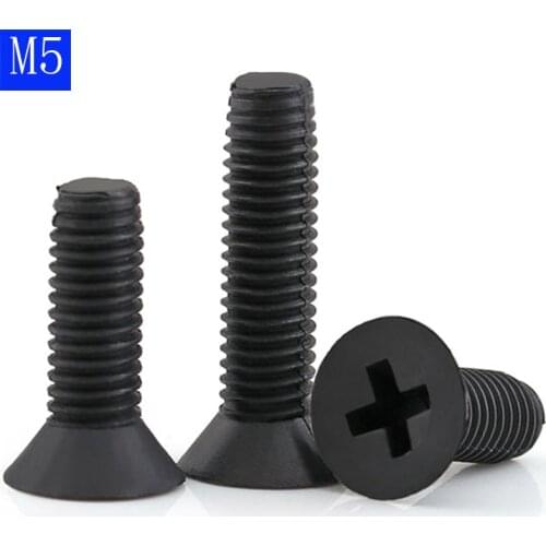 M6 x 1.0 Black Nylon Phillips FLAT HEAD Machine Screws Black Countersunk Bolts DIN 965 ISO 7046