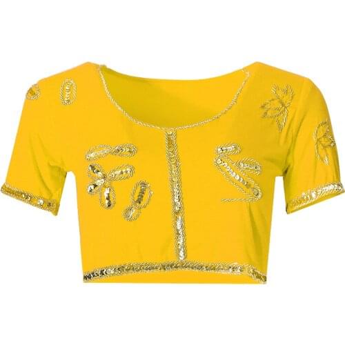 Women Stretchy Tops Crop Top Short Sleeve Dancewear for Yoga Latin Dance