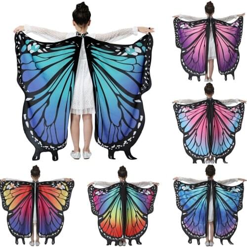 Halloween Rainbow Women Butterfly Wings Shawl Fairy Ladies Dance Costume Accessories Adult Monarch Butterfly Cape Costume