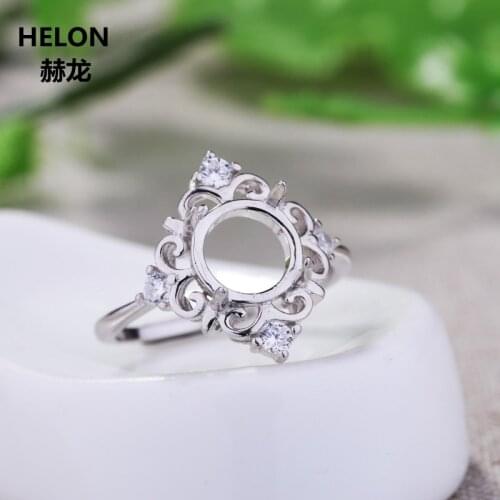 925 Sterling Silver Women Engagement Wedding Ring 7x7mm 8x8mm Round Cabochon Semi Mount Ring fit Amber Agate Opal Setting