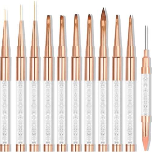 1Pcs Rose Gold High Qulity Nail Handle UV Gel Nail Brush Liner Painting Pen Acrylic Drawing Brush For Nails Manicure Art Tool