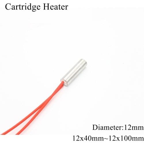 12x40mm 12x50mm 12x60mm 12x80mm 12x100mm 12V 24V 110V 220V 12mm Ceramic Cartridge Heater Tube Pipe Heating 3D Printer 50W 100W