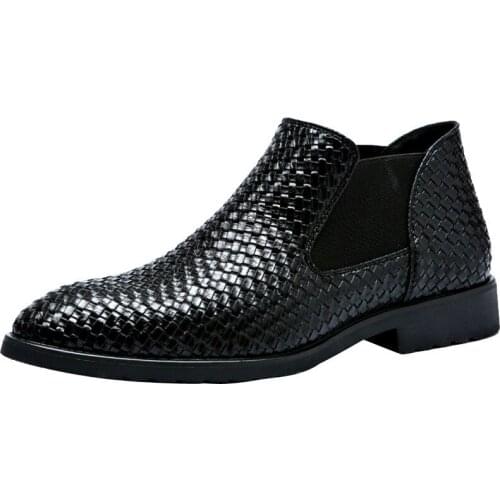 2020 New Fashion Low Cut Crocodile Pattern PU Leather Boot Shoes Mens Slip-on Business Shoes Male Solid Color Formal Dress Shoes