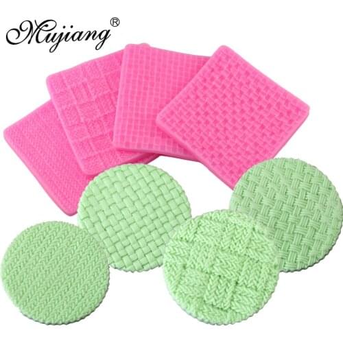 4 Pcs Mujiang Knitting Cake Border Silicone Mold Cupcake Fondant Cake Decorating Tools DIY Sugarcraft Baby Clothes Lace Mats