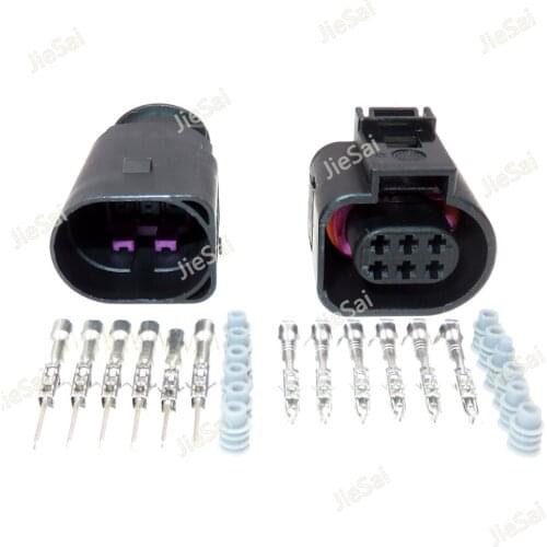 6 Way 3B0973813 1J0973713 Female Male 1.5mm Housing Connector Throttle Valve Control Element Ignition Coil Plug For VW Audi