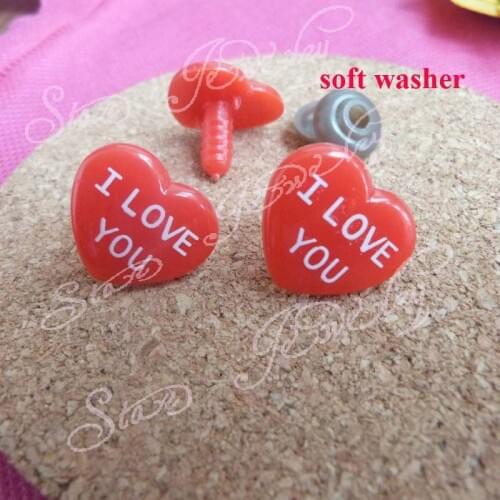 60pcs---21*18mm red color with I love you words plastic safety toy noses with washer