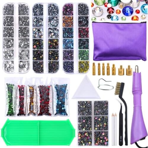 Purple Tool Set Hotfix Rhinestones Iron On Strass Crystal Hot Fix Applicator Rhinestone For Garment Accessories EU/US PLUG