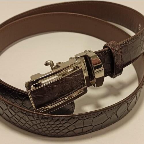 Men Genuine Leather Brown Belt Vintage Metal Buckle 2021 New Fashion Waistband Natural Crocodile Skin Luxury Business Casual
