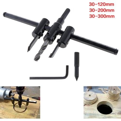 30-120/200/300mm Alloy Steel Circle Hole Saw Drill Bit Adjustable Aircraft Type Cordless Wood Cutter Tool Kit for Woodworking