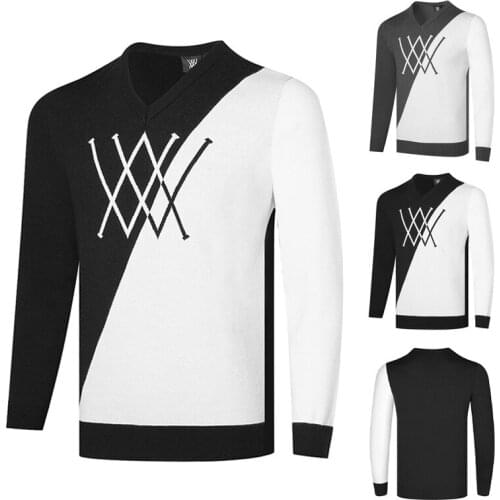 New golf mens knitted sweater autumn and winter golf clothing mens long sleeved sweater bottomed shirt to keep warm