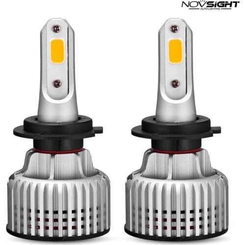 Novsight 2 Pcs Car LED Headlight A500-N12Y-9006 9005/9006/H1/H3/H4/H7/H11 LED Yellow Light 72W 3000K Auto Light Bulbs