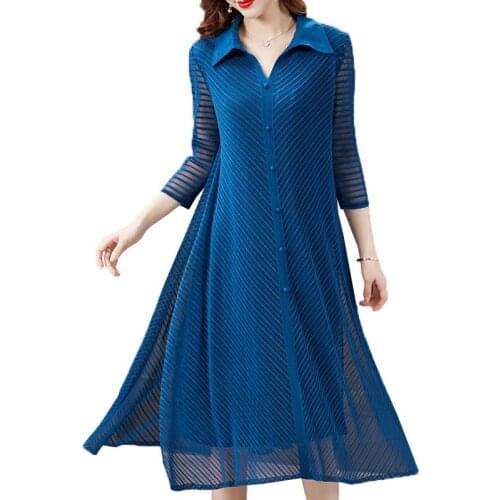 New 2021Women Dress High-end Temperament middle aged Summer Loose Ladies Party Dresses Plus Size Casual Dress Women Vestidos