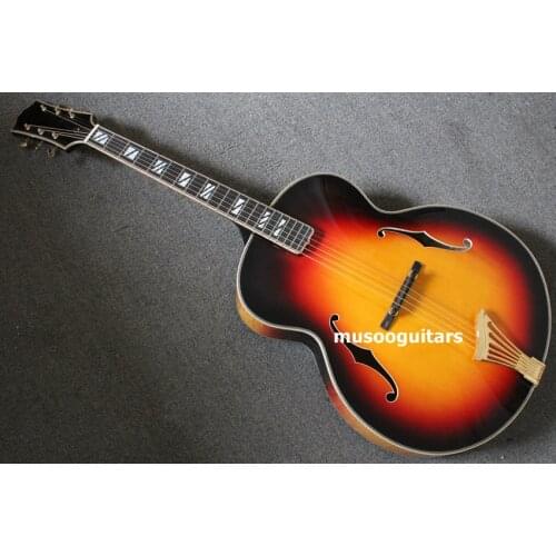 New Brand AAA Hand Carved Super 400 Archtop Jazz Guitar In Sunburst With Hard Case