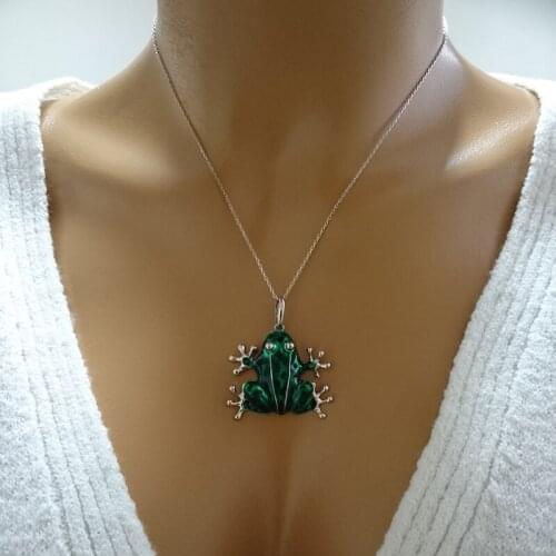 Frog Necklace 925 Sterling Siler Opal Frog Necklace