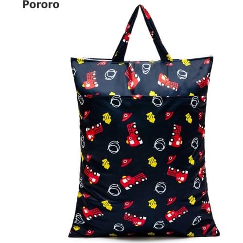 Pororo super large size hanging nappy bag with double pockets, waterproof PUL cloth diaper bag pail liner with hanging handle