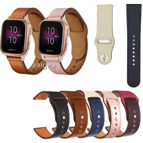 20mm 22mm Genuine Leather Band Strap for Garmin Venu Sq for Garmin Vivoactive 3 Music Replacement band strap