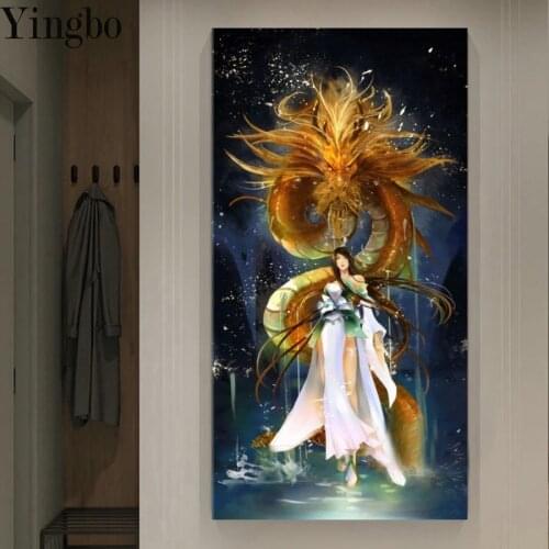 DIY Diamond Mosaic Anime classical beauty and dragon Picture Of Diamond Painting Cross Stitch Embroidery Needlework Wall Art