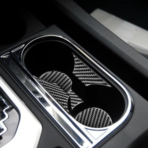 Car Styling 5PCS Real Carbon Fiber Interior Console Water Cup Cover Trim Stickers for Toyota Tundra 2014-2021