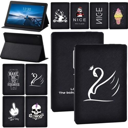 For Lenovo Tab E10/Tab M10/Tab M10 Plus TB-X606F/X Printed Pattern Tablet Holder Leather Case + Free Stylus