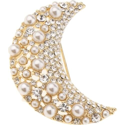 Jewelry Brooch Pin Clothing Accessories Medal Moon Collar Pearl Brooch for Women