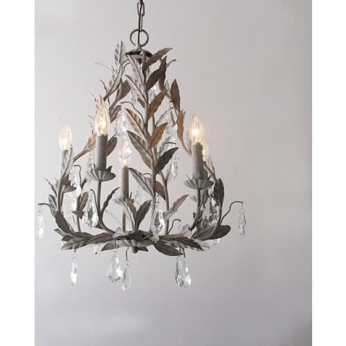 French country chandelier iron restaurant crystal lamp creative simple personality retro old childrens room bedroom lamp