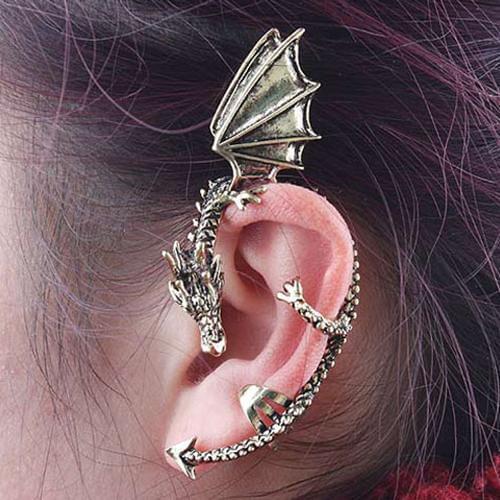 Womens Retro Earrings Gothic Punk Etched Dragon Shape Ear Cuff No Piercing Earring aretes de mujer серьги женские