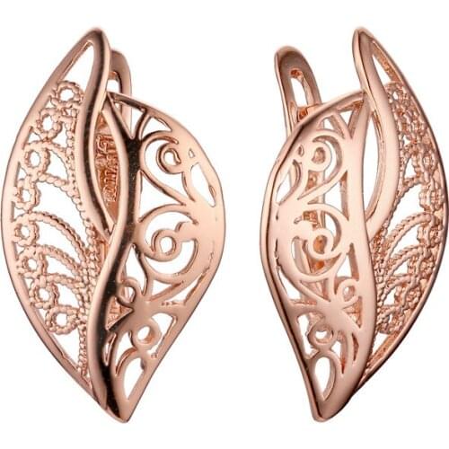 Women Big Earring New 585 Rose Gold Fashion Jewelry Simple Design Earring Ethnic Women Earrings Drop Earrings